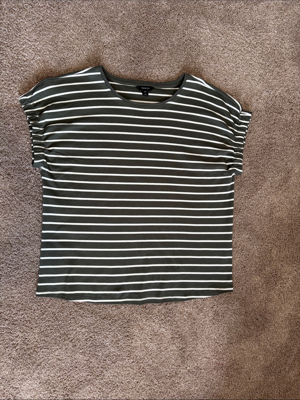 RW&CO. Olive and White Striped Short-Sleeve Tee NWOT